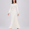 elrare ivory geometric line maxi dress walking view