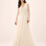 elrare ivory pearl embroidered maxi dress front view 1