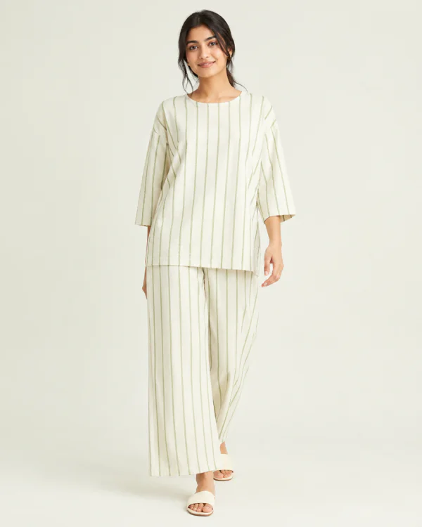 elrare ivory stripe lounge set front view