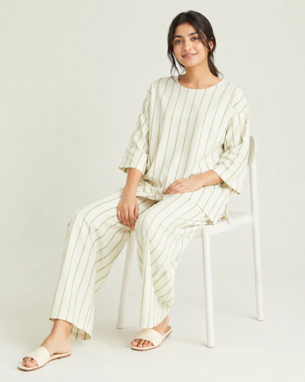elrare ivory stripe lounge set seated