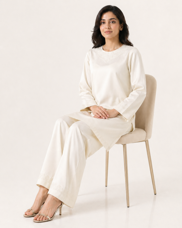 elrare ivory wide leg coords seated