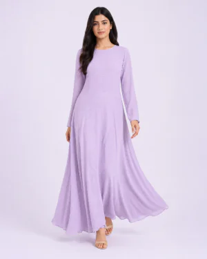 elrare lilac flared maxi dress front view