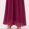 elrare magenta ruffle sleeve maxi dress hem closeup