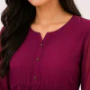 elrare magenta ruffle sleeve maxi dress neckline detail