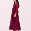 elrare magenta ruffle sleeve maxi dress side view