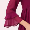 elrare magenta ruffle sleeve maxi dress sleeve detail