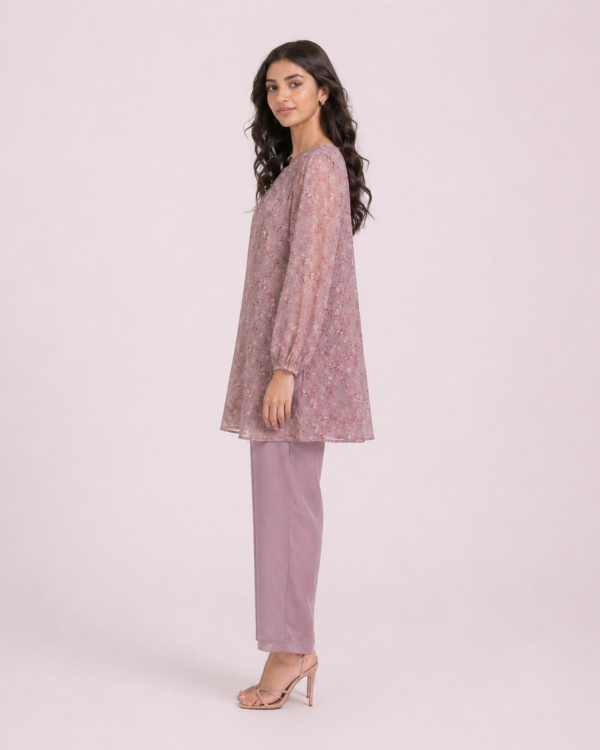 elrare mauve balloon sleeve coords side view