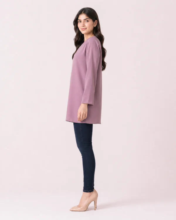 elrare mauve v neck tunic side view