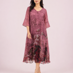 elrare mauve watercolor floral maxi dress front view