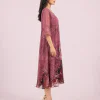 elrare mauve watercolor floral maxi dress side view