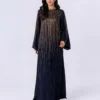 elrare midnight navy gold cascade maxi dress front view
