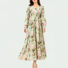 elrare mint garden floral maxi dress front pose