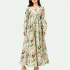 elrare mint garden floral maxi dress front view