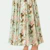 elrare mint garden floral maxi dress hem closeup