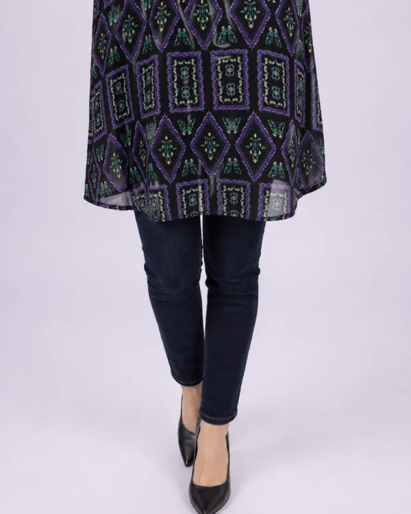elrare navy aztec print tunic fabric closeup