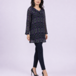 elrare navy aztec print tunic front view