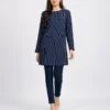 elrare navy pinstripe tunic top front view