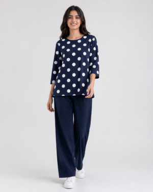 elrare navy polka dot lounge set front view