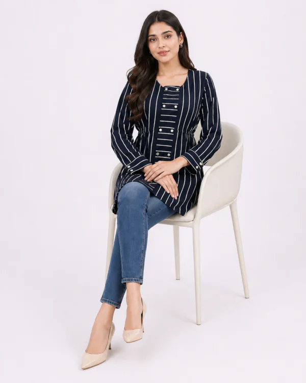 elrare navy stripe tunic top back view
