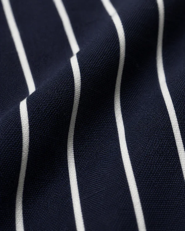 elrare navy stripe tunic top fabric closeup