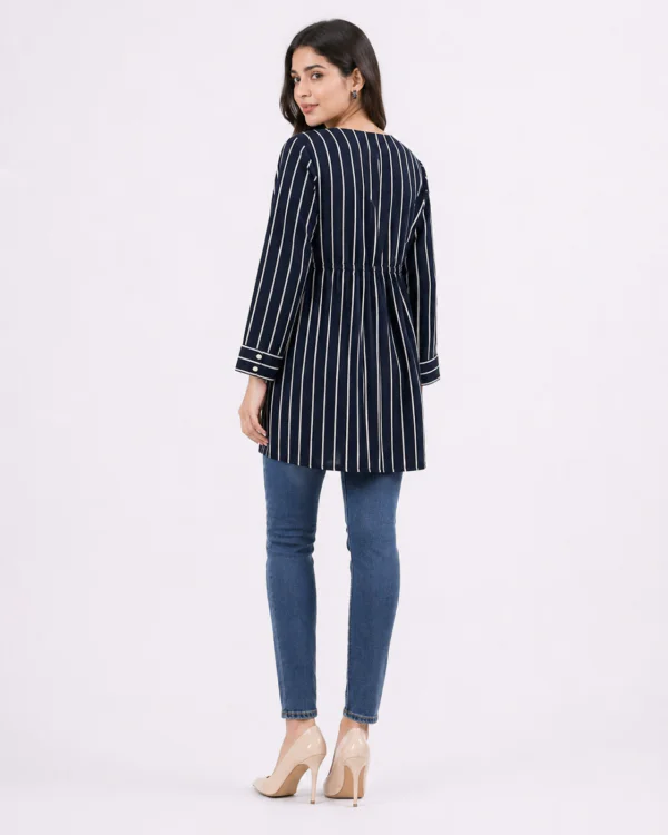elrare navy stripe tunic top side view