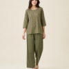elrare olive jacquard lounge set front view