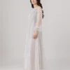 elrare pearl sequin organza maxi dress side view