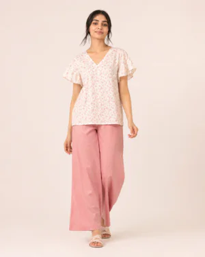 elrare pink floral flutter lounge set front view