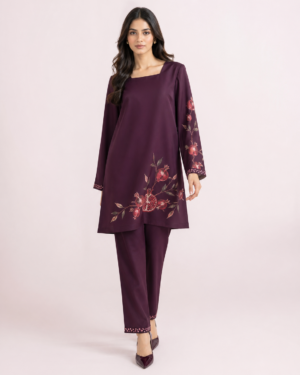 elrare plum floral print coords front view