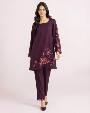 elrare plum floral print coords front view
