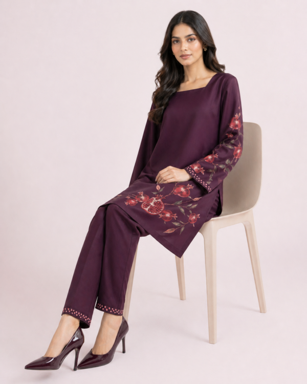elrare plum floral print coords seated