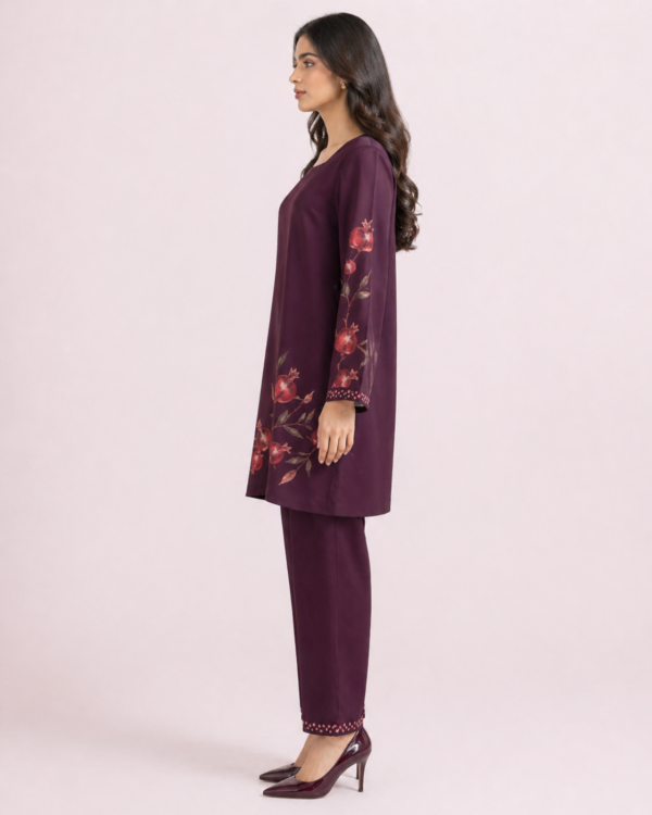 elrare plum floral print coords side view