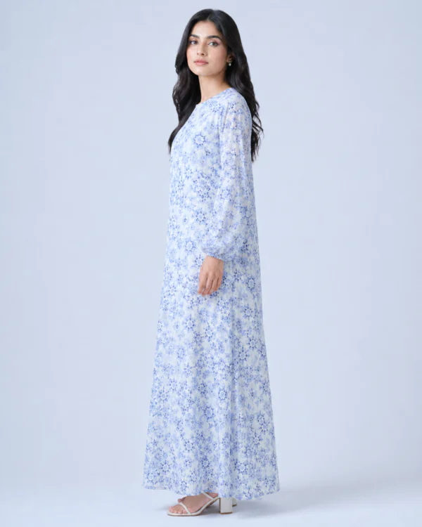 elrare powder blue porcelain maxi dress side view