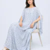 elrare powder blue tile kaftan seated