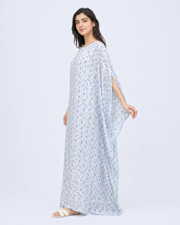 elrare powder blue tile kaftan side view