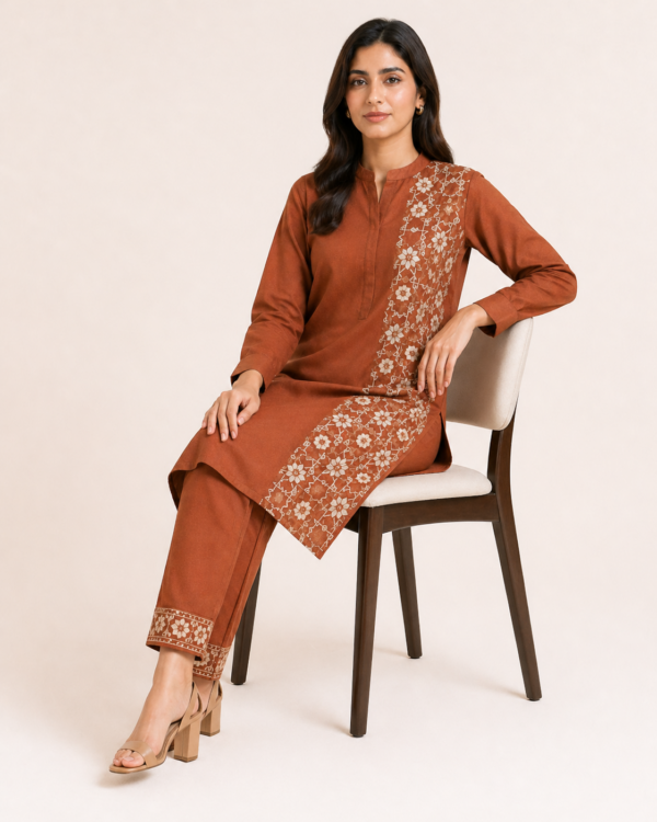 elrare rust lace panel coords seated