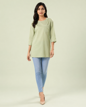 elrare sage green pocket top front view
