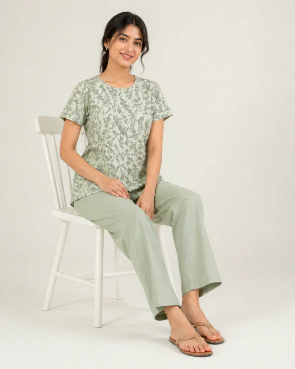 elrare sage leaf print lounge set seated