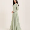 elrare sage mirror work maxi dress side view