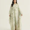 elrare sage watercolour floral kaftan front view