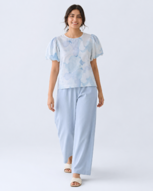 elrare sky blue cloud print lounge front view