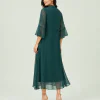 elrare teal bow tie chiffon maxi dress back view