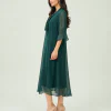 elrare teal bow tie chiffon maxi dress side view