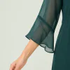 elrare teal bow tie chiffon maxi dress sleeve detail