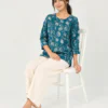 elrare teal floral block lounge set seated