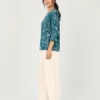 elrare teal floral block lounge set side view