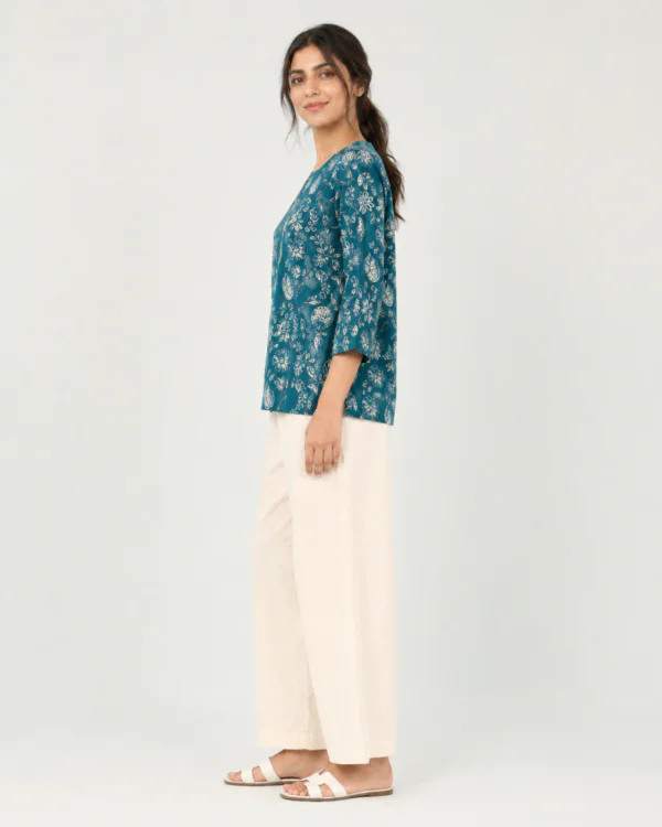 elrare teal floral block lounge set side view
