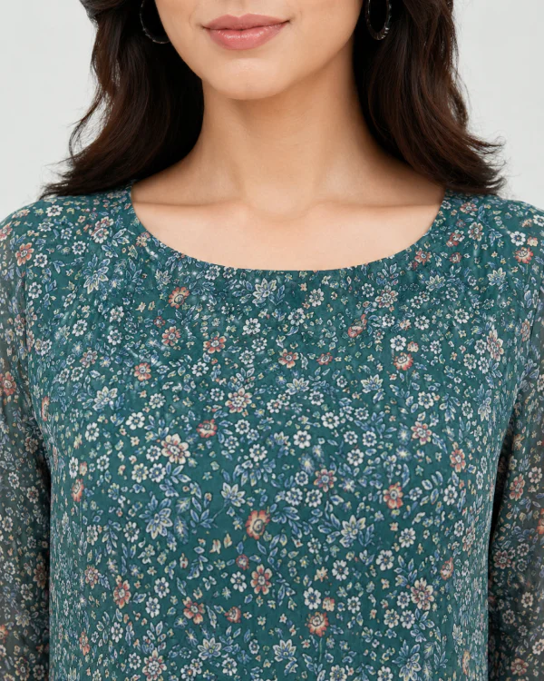 elrare teal scatter floral maxi dress back view