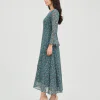 elrare teal scatter floral maxi dress front pose