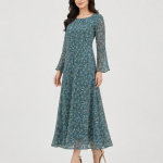 elrare teal scatter floral maxi dress front view